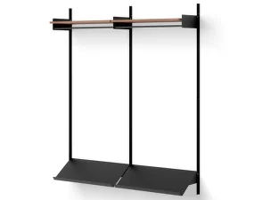 Policová zostava Wardrobe Shelf 2, walnut/black