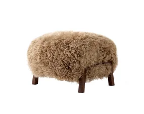 Pouf Wulff ATD3, walnut/sheepskin Honey