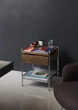 Odkladací stolík Alima NDS3, chrome / walnut