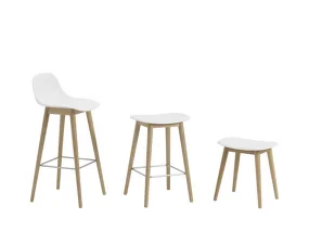 Barová stolička Fiber Stool 65cm Wood Base, dusty green