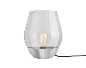 Ex-display stolná lampa Bowl Table Lamp. stainless steel / light smoked glass