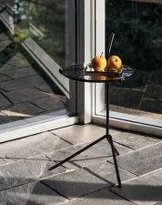 Stolík Halten SH9, warm black / smoked cast glass