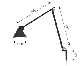Nástenná lampa NJP Long, black