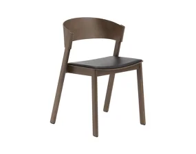 Stolička Cover Side Chair, refine leather black / stained dark brown