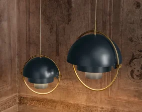 Závesná lampa Multi-Lite, midnight blue/brass