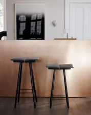 Barová stolička s podsedákom Georg Low, light grey / black oak
