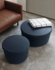 Pouf Hide Storage Large, steel blue