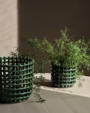 Organizér Ceramic Basket Small, emerald green