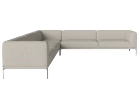 Sedemmiestna rohová pohovka Caisa 333x333, brushed steel/Nantes sand