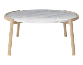 Konferenčný stolík Mix Ø94, white oiled oak/grey white marble