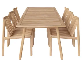 Záhradný set Patio so 6 stoličkami, untreated solid teak