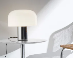 Stolná lampa Bellhop Glass T, bright aluminum