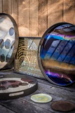 Podnos Organic Glass Tray Round S, indigo