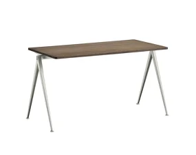Pracovný stôl Pyramid Table 01, 140 x 65 x 74 cm, beige powder coated steel / smoked solid oak
