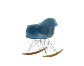 Hojdacie kreslo Eames Chair RAR, golden maple/sea blue