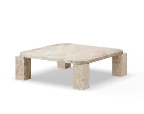 Konferenčný stolík Atlas 82x82, Unfilled Travertine