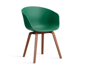 Stolička AAC 22 Lacquered Walnut Veneer, teal green