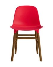 Stolička Form, bright red/walnut