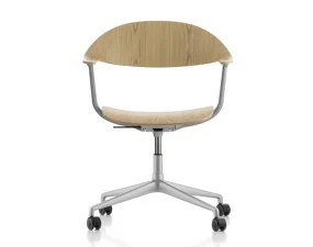 Kancelárska stolička Mynt Plywood s kolieskami, natural oak/blasted aluminium
