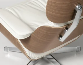 Kreslo Eames Lounge Chair, white pigmented walnut
