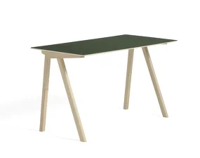 Stôl Copenhague CPH 90, water-based lacquered oak/green linoleum
