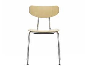 Stolička Moca, natural oak seat / chrome base