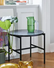 Odkladací stolík Rebar Ø 45 cm, soft black/marble