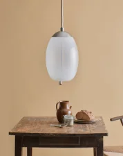 Závesné svietidlo Knot Uovo PC1018, opaline / stainless steel