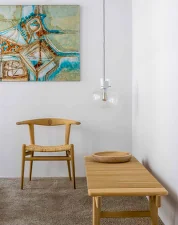 Závesné svietidlo Awa Medium PC1129, clear / waxed oak
