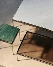 Stolík Sett LN11, dark chrome  / Verde Guatemala marble