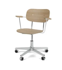 Kancelárska stolička Co Task Chair s podrúčkami, polished aluminium/natural oak