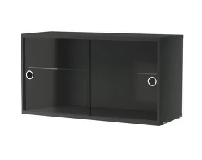 Skrinka Display Cabinet with Sliding Doors, dark grey