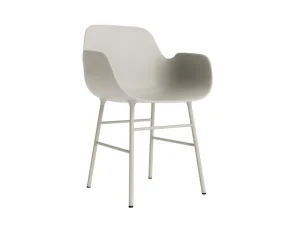 Stolička Form s podrúčkami, light grey/steel