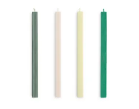Sviečky Square Candle set 4ks, greens and whites