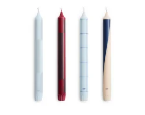 Sviečky Pattern Candle set 4ks, blues and bordeaux