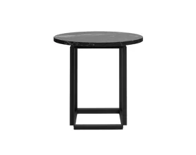 Odkládací stolík Florence Side Table Ø50, black Marquina marble / black