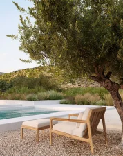 Outdoorová podnožka Jack, teak / off white