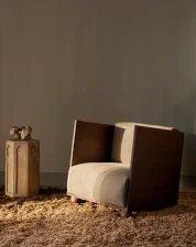 Kreslo Rum Rich Linen, dark stained / natural