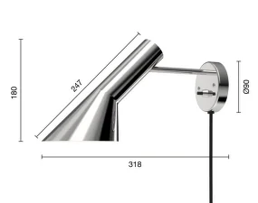 Nástenná lampa AJ, stainless steel polished