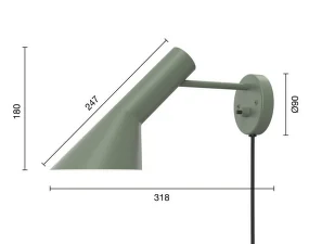 Nástenná lampa AJ, pale petroleum