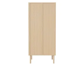 Skriňa Cana s drevenými dverami a policami, white oiled oak