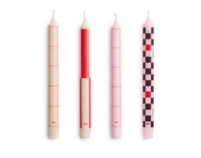 Sviečky Pattern Candle set 4ks, reds and bordeaux