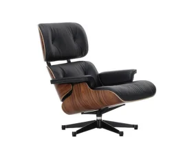 Kreslo Eames Lounge Chair Santos Palisander, Leather Premium F66 nero