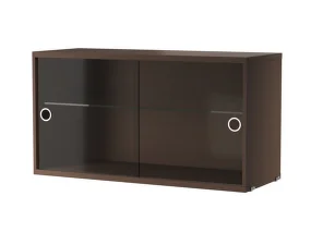 Skrinka Display Cabinet with Sliding Doors, dark oak