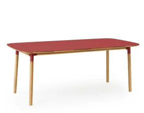 Stôl Form 95x200 cm, červená/dub