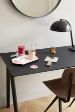 Stôl Copenhague CPH 90, black water-based lacquered oak/black linoleum
