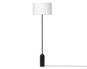 Stojacia lampa Gravity, blackened steel/white shade