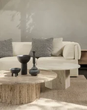 Stolík Epic Ø 110, warm taupe travertine