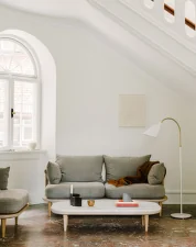 Stolík Fly SC5, white oiled oak/honed Bianco Carrara