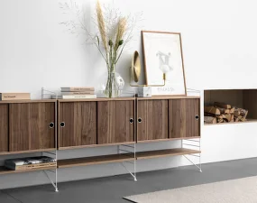 Policová zostava String Living Room F, oak/white